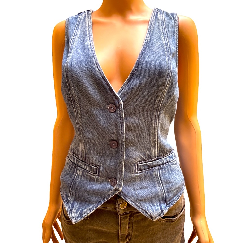 Young Fabulous & Broke Veda Light Wash Blue Jean Vest Medium NWT